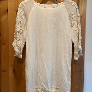 Umgee Cream Floral Lace Women's Tunic Top